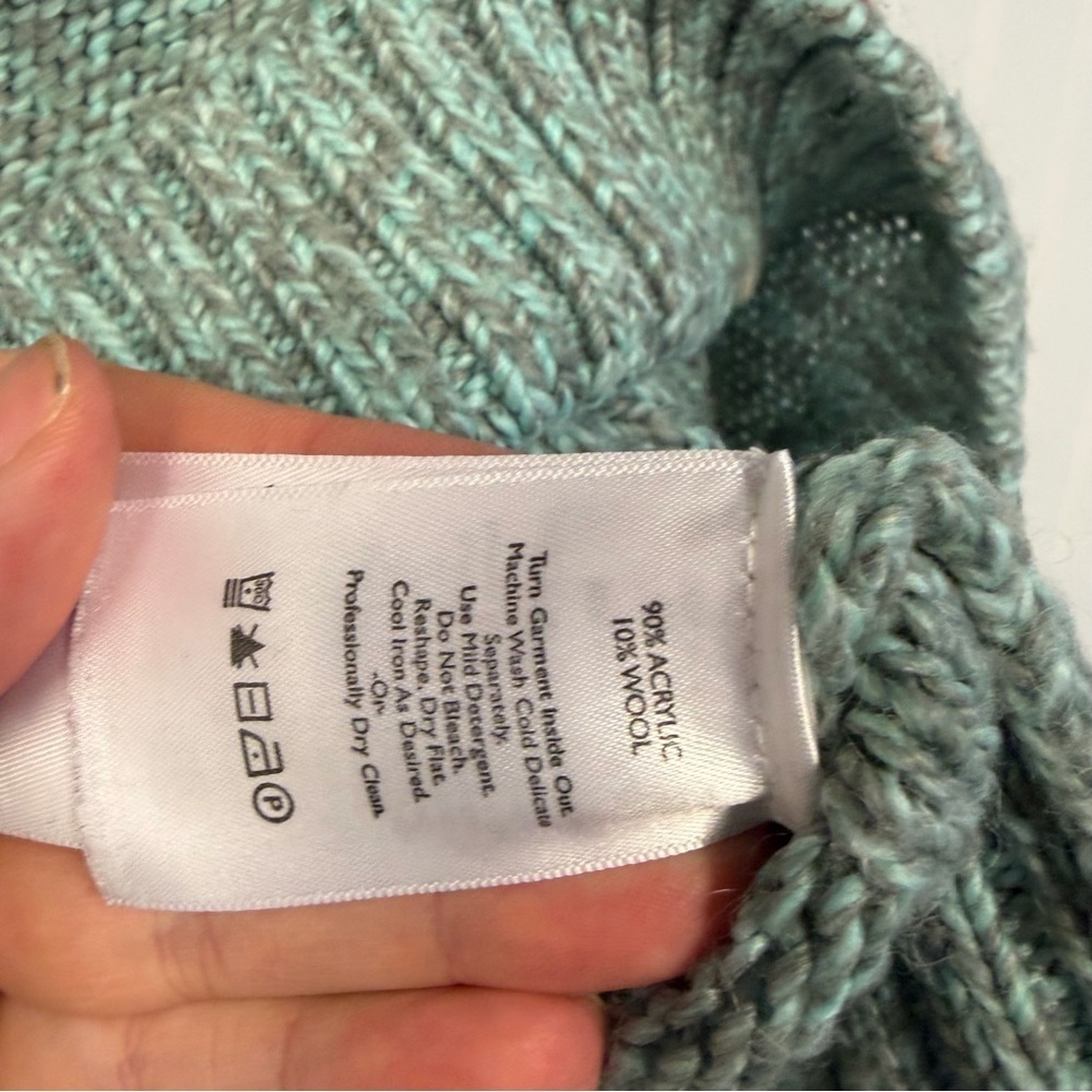 Eddie Bauer Teal Cable Knit Sweater Small Wool Blend - Picture 5 of 5